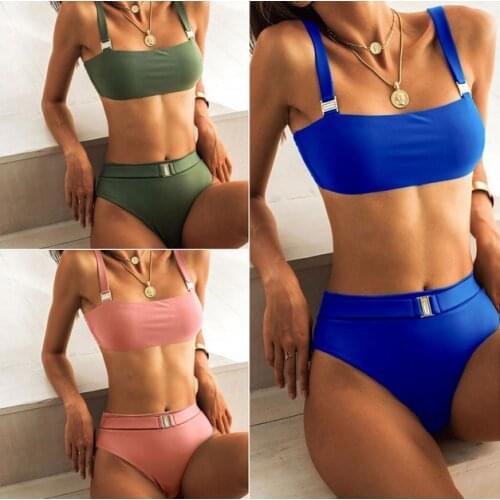 New Women Sexy Two Piece Push-up Padded Bra Bikini Set Swimsuit High Waist Triangle Brazilian Swimwear Beachwear Bathing Suit