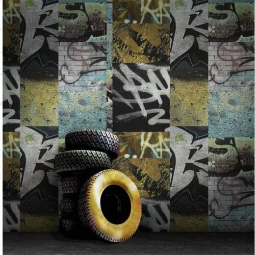 Beibehang Personality Vintage Retro Industrial Wind Graffiti Wallpaper Brick Street Grill Hotpot Shop Bar Background Wall Paper