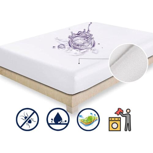 Solid Color Waterproof Mattress Pad Baby Urine Sanding Hotel Mattress Cover Protector Topper Anti-mites Bugs Bed Fitted Sheet