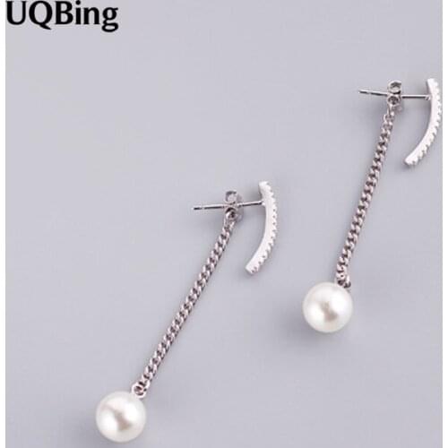 Wholesale Sterling Silver Jewelry Pearl Beads Earrings 925 Sterling Silver Stud Earrings Brincos Pendientes de plata