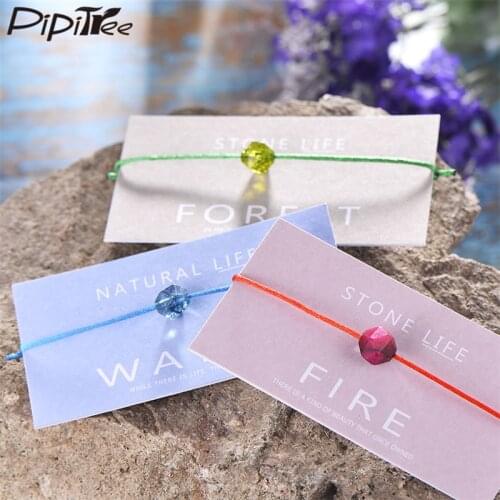 Pipitree Irregular Multi-faceted Tiger Eye Natural Stone Bead Bracelet Chakra Healing Real Crystal Bracelets Rope Boho Jewelry