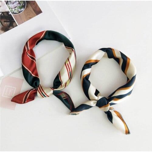 Q 2020 Fashion Scarf Female Bandana Hair Band Handkerchief Handle Bags Scarves Clothing Match Small Ribbon Women Silk Riband