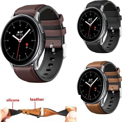 For Samsung galaxy watch Active 2 40mm 44mm 42mm Genuine Leather 20mm Watch band Strap Bracelet Watchbands Active2