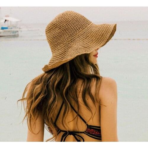 Summer Hats straw Folding Straw Hat Womens Outing Sun Visor Holiday Cool Hat Seaside Beach Hat Tide