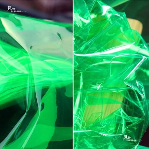 TPU Liquid Film Fresh Green PVC Film Vinyl Fabric for Shoes Bag Sewing Patchwork DIY Waterproof Raincoat Dress Designer Fabric