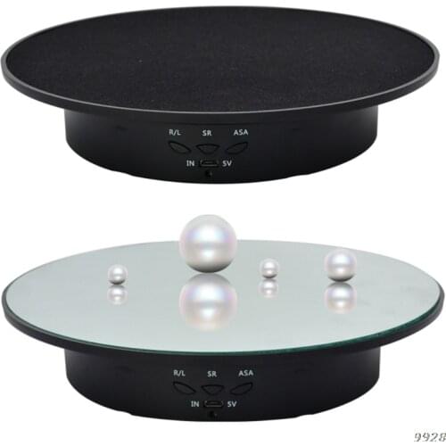 3 Speeds 20cm Intelligent Electric Rotating Display Stand Mirror Turntable Jewelry Holder Battery/USB Power