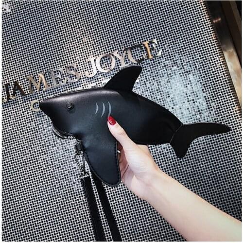 Funny Cartoon Shark Shape Women Shoulder Bags Cartoon Chain Messenger Bag Ladies Lovely PU leather Phone Bag Crossobdy Bags
