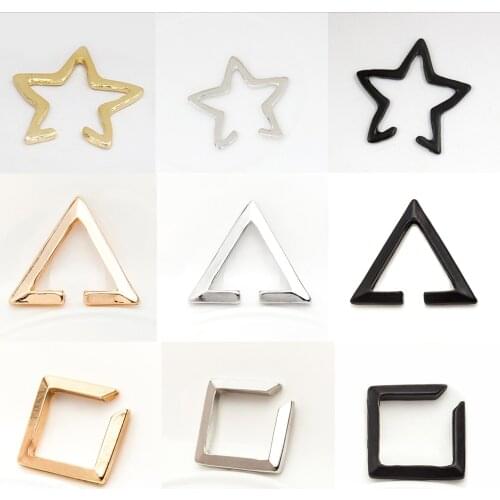 2pcs Women Punk Star Triangle Square Ear Cuff Wrap Clip On Non Piercing Ear Clip