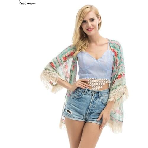 2017 Summer Sexy Women Floral Loose Shawl Kimono Cardigan Boho Chiffon Coat Blouse Shirt