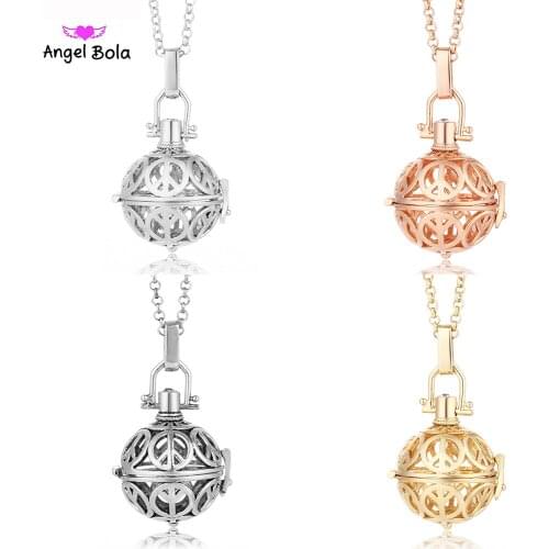 22.5mm Diffuser Pendant Necklace DIY Interchangeable Angel Ball for Women Essential Oil Cage Locket Harmony Caller Jewelry NL003