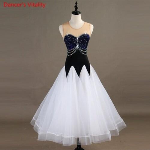Sexy Sleeveless Ballroom Dance Dress Luxury Diamond Performance Clothes Women Standard Ballroom Waltz Tango Dance Dresses