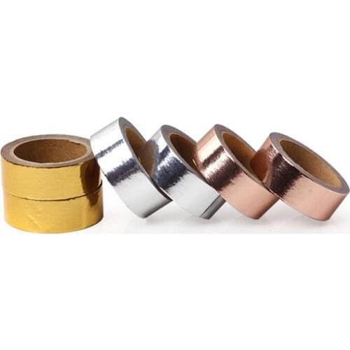 1 Rolls Hot Stamping Silver Rose Gold Masking Tape Simple Solid Color Washi Paper Tape Diary Handmade Decoration Sticker Tapes