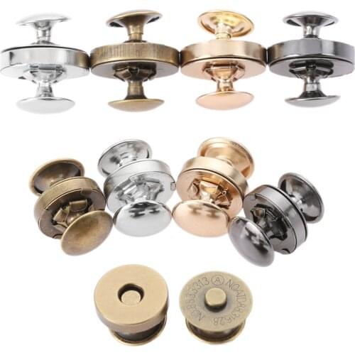 10 Sets Metal Magnetic Snaps Double Rivet Clasps Buttons Fasteners Buckles Leather Bag Purse Clothes Sewing Accessories 14/18mm