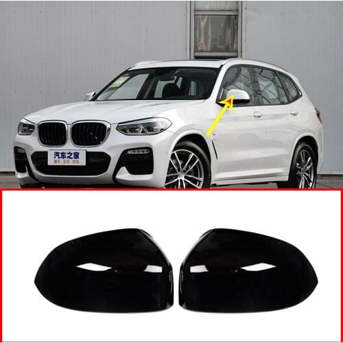 2pcs Glossy Black Exterior Side Rearview Mirror Cap Cover Trim For BMW X3 X4 G01 G02 2018 2019 Car Accessories
