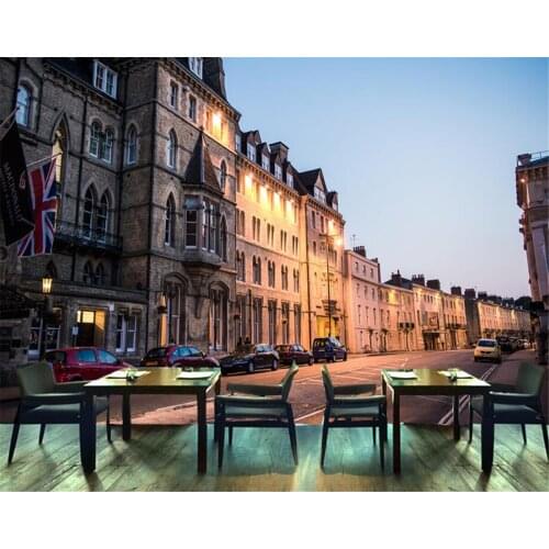 Beibehang Customized 3D wallpaper mural European retro city street bar KTV decoration background wall painting papel de parede