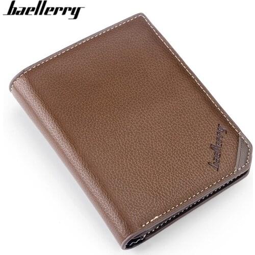 Baellerry Brand Vintage Casual Men Short Bifold Wallet Card Holder Mens Small Wallets Male Purse Large Capacity Standard Purses