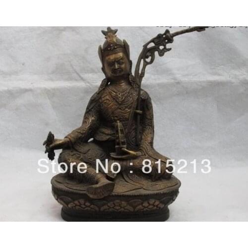 Bi00584 Tibet temple Buddhism Classic Copper Bronze master Padma sambhava Buddha Statue