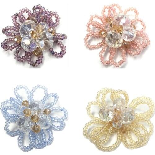 Handmade beadwork flower hair accessories brooch shoes flower bag crystal decoration rice beads diy small accessories material