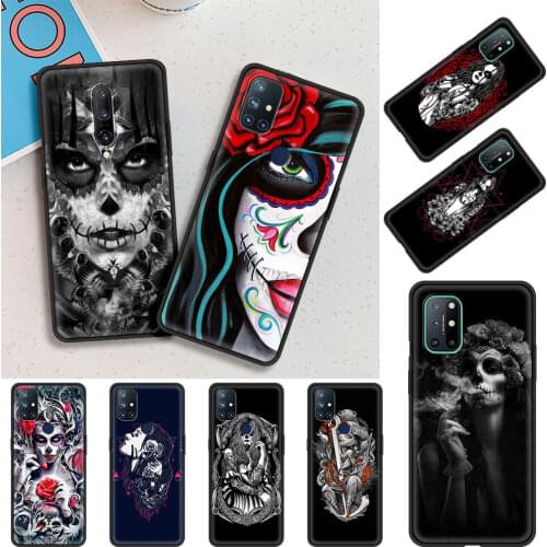 Skull Girl tattooed Art Cover for OnePlus 8 Nord N10 N100 8T 7 8 7T 9 Pro 5G 6 6T Cell Phone Case Coque for 1+ 8Pro TPU Shell