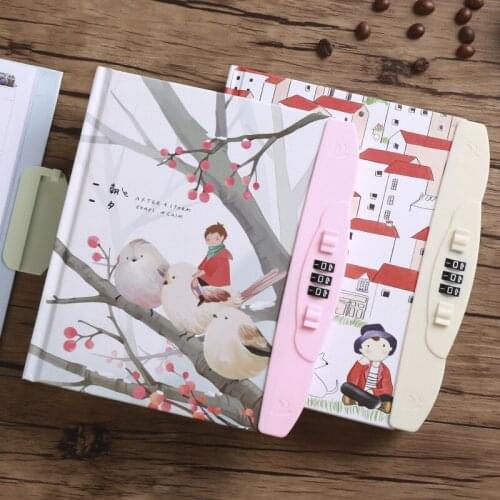 Childrens codebook with Lock Notebook Color inside pages Three lockable Password Cute Diary Monthly plan line pages Notepad