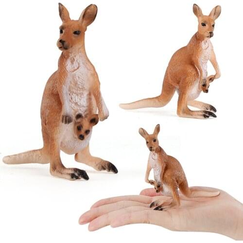 Simulation Animal World Zoo Figure Action Kangaroo Model Cartoon Lovely Plastic Collection Toys For Kids