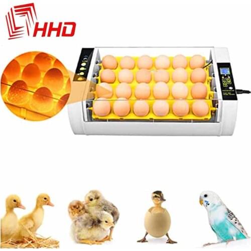 Full Automatic LED 24 Egg Incubator Hatchery Machine Temperature Humidity Control Incubator Chicken Duck Quail Bird Brooder Farm