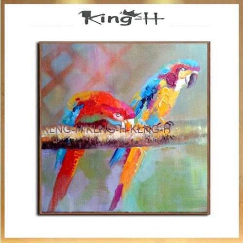 Cuadros de loros modernos pintados a mano de arte abstracto sobre lienzo, pintura al óleo de animales para muros de habitación