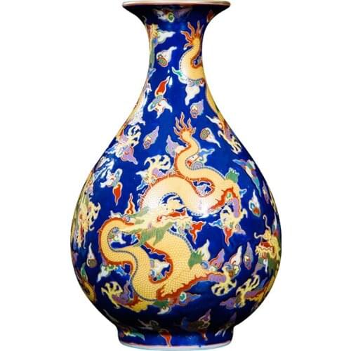 Jingdezhen Ceramic Vase Decoration antique enamel porcelain famille rose dragon design vase gift classic home