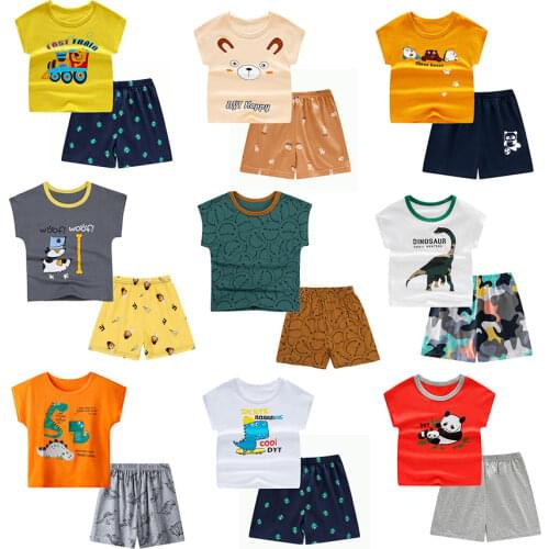 Boys Girls Summer Clothes Set Short Sleeve Cotton T-Shirt Shorts Kids Sports Tracksuit Children Outfits Teen For 2 4 6 8 10 12 Y