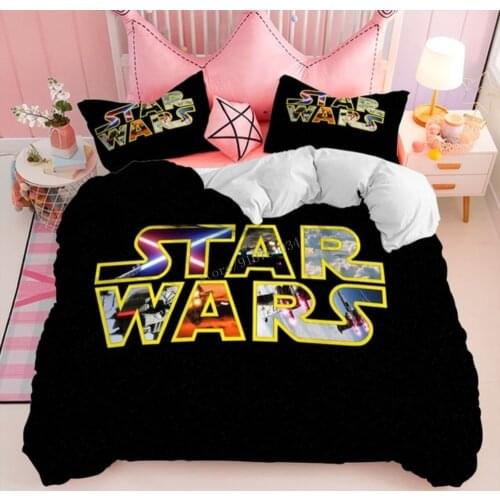 Disdey 3D Printed Star Wars Bedding Set Colorful 220x220 Soft Duvet Cover Pillowcases for Boy Kids Gifts 3 Pieces