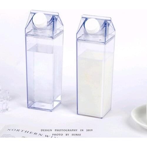 Milk Box Shaped Water Cup Transparent Bottle Kitchen Leakproof Creative Water Bottle Drinkware Outdoor Climbing Tour Camping