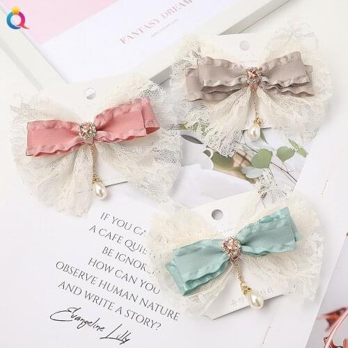 Teens Girls Princess Lace Bow Hairpins Yarn Clips Barrettes For Women And Kids Headwear Korean Style