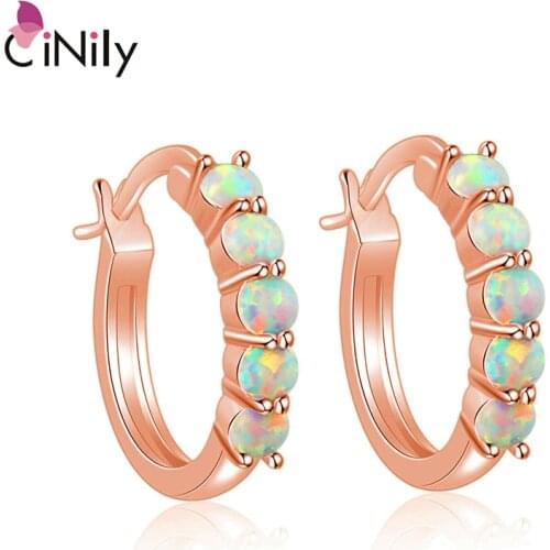 CiNily HOT SELL White Fire Opal Rose Gold Earrings For Women Wedding Party Jewelry Gift Earrings OH4723