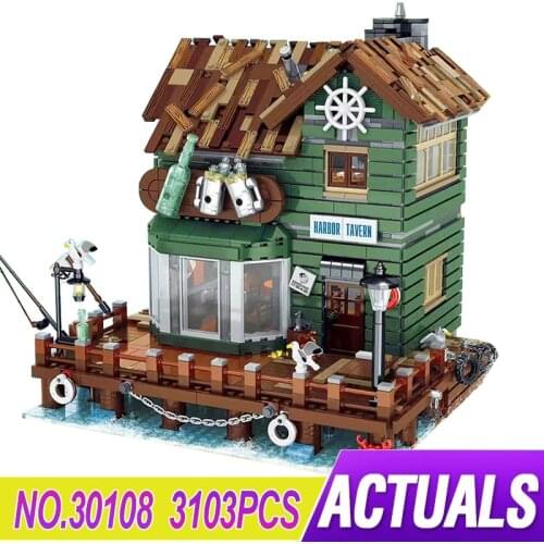 New MOC 30108 Fishermans wharf House Modular Building Blocks Bricks Educational Puzzle Toy Christmas Gifts For Child