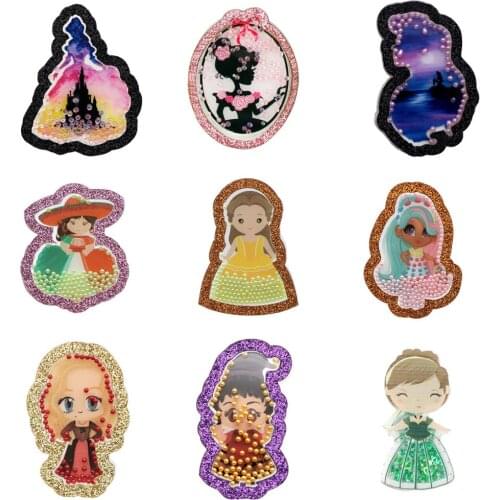 Cartoon Princess Quicksand Sequins Acrylic Planar Resin Shakers DIY Bow-knot Crafts Home Phone Case Home Decoration,1Yc19619