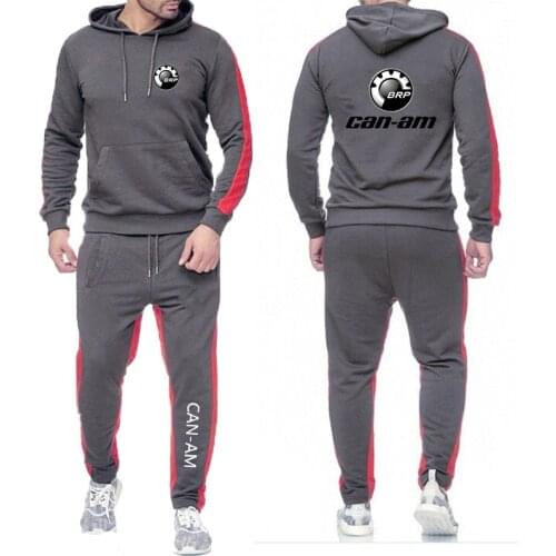 2 Piece Men‘s Can-am BRP Logo Sportswear Hoodie Suits Fashion Hoodie Sweatshirt+Pants Casual Running Suit Tracksuit Men Clothing