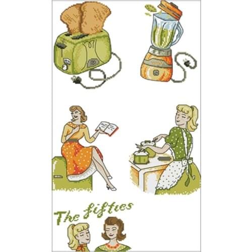 11/14/18/16/22/25/28ct Housewife life in the fifties patterns Counted Cross Stitch Cross Stitch Kit Embroidery Needlework Sets
