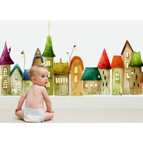 Small Town Wall Stickers Boy Girl Kids Room Bedroom Nuresery Wall Decoration Art Home Decor Vinly Cartoon Decals Wallstickers