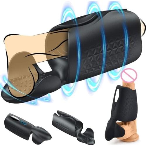 Newest 10 Modes Vibrators Male Cock Ring Automatic Masturbating Machine Penis Delay Trainer Ring Gay Sex Toys Mens Masturbator