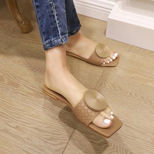 New Leather Slippers Women Flip Flops Fashion Summer Sandals Shoes Laciness Ladies Solid Outdoor Slides Female Flat Beach M-28