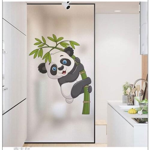 Window Film Privacy Lovely Panda Non Adhesive Glass Sticker Sun Protection Heat Control Window Coverings for Homedecor