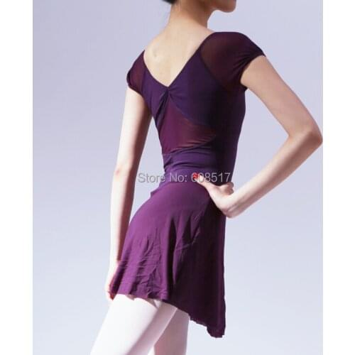 Short sleeved dress Hubble bubble sleeve back hole adult female ballet dress leotard gymnastics clothing letoard dance costume