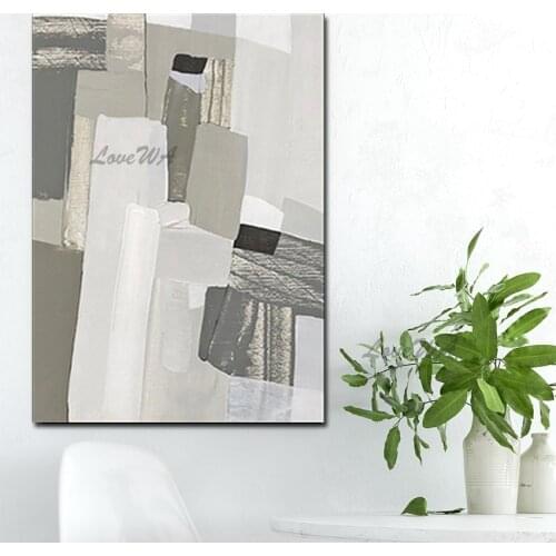 Modern Light Colors Are Geometric Abstract Paintings In Gray Large Home Decoration Wall Canvas Picture For Living Room No Framed