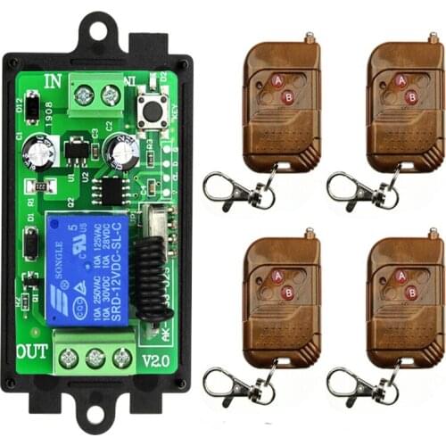 Smart Home Push Button Light Switches Universal Wireless Remote Control DC 12V 24V 1CH 10A Relay Receiver for Led Fan