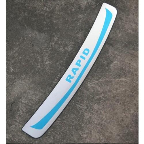 Protective Cushion On Rear Trunk Stainless steel trim Back cover of door sill Threshold For 2014 Skoda Car-styling rugs