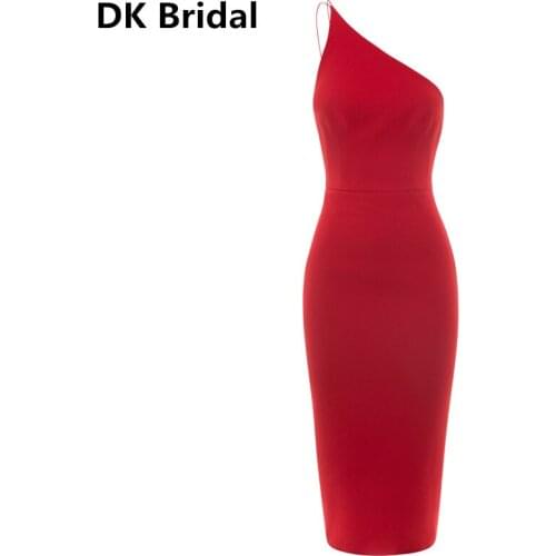 Sexy Evening Dresses Plus Size Women Backless One Shoulder Split Strap Christmas Red Dresses 2019 New Arrivals