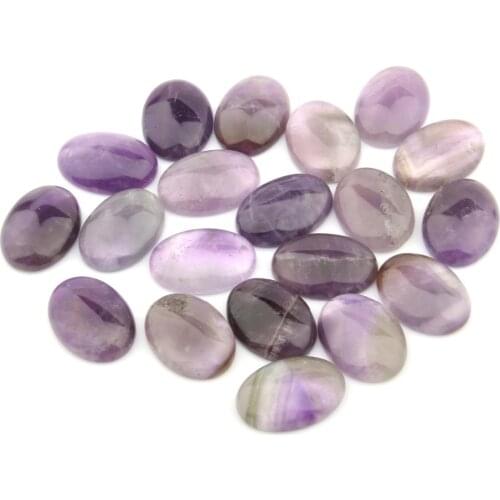 10pcs Natural Stone Elliptical shape Amethyst Cabochon No Hole Beads for Making Jewelry DIY accessories Loose Beads