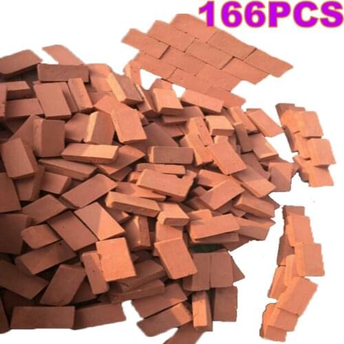 166Pcs 1:16 Scale Mini Red Bricks Model Antique Micro Landscape Decorative Bricks For DIY Sand Table Building - Orange Red