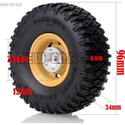 1.55" Metal Bead lock Wheels Hub Rims & 95mm Tires Tires Set for RC Car RC4WD D90 TF2/ Tamiya CC01 LC70 MST NEW ENRON1:10