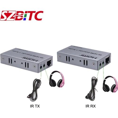 SZBITC 4K HDMI Extender 100m R/L Audio Out HDMI Transmitter Receiver over Cat 5e/6 RJ45 Single Cable Ethernet Converter